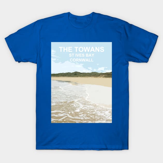 The Towans St Ives Bay Cornwall. Cornish gift Kernow Travel location poster, St Austell T-Shirt by BarbaraGlebska